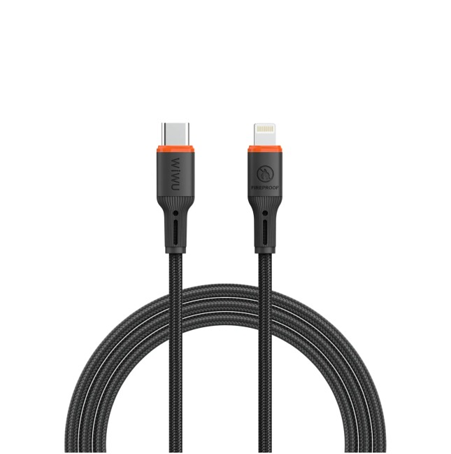 Cable USB-C a Lightning 27 W FlameGuard Negro (1,2 m) | WiWU