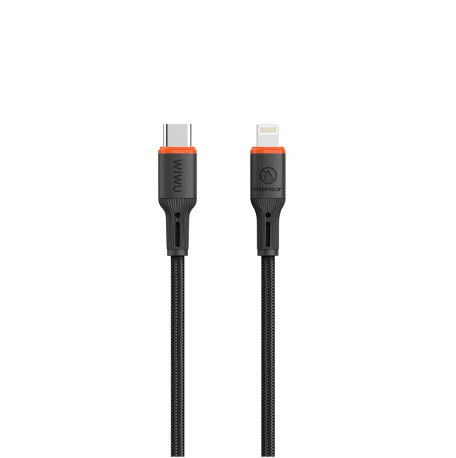 Cable USB-C a Lightning 27 W FlameGuard Negro (1,2 m) | WiWU