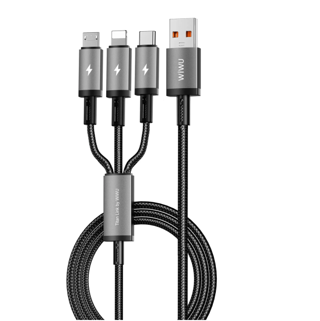 Cable 3 en 1 USB-A a C/Micro/Lightning 66 W Titanlink (1,2 m) | WiWU