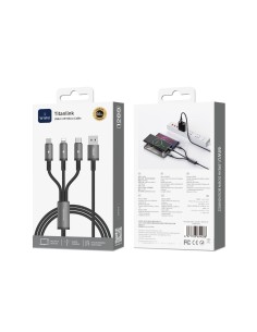 Titanlink 3-in-1 USB-A to C/Micro/Lightning Cable, 66 W (1.2 m) | WiWU 2