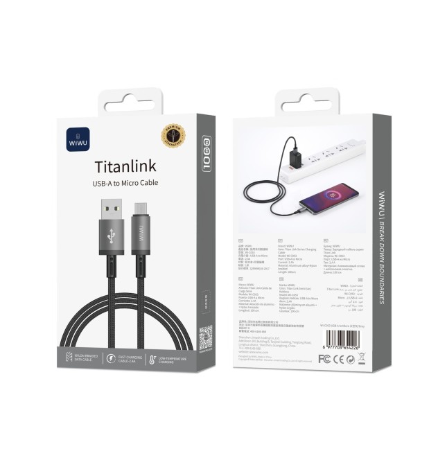 Titanlink 2.4 A USB-A to Micro USB Fast Charging Cable (1 m) | WiWU