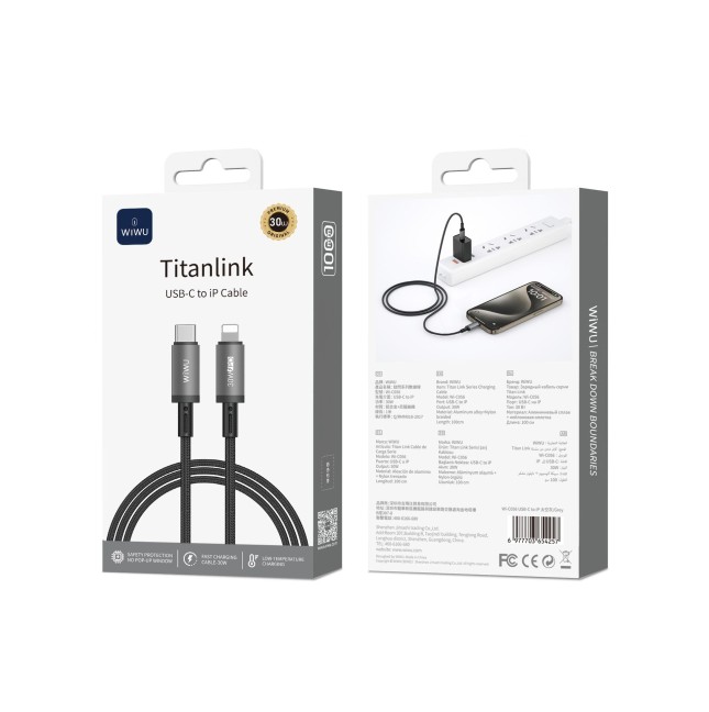 Cable USB-C a Lightning 30 W Titanlink Carga Rápida (1 m) | WiWU