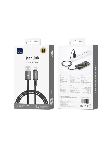 Cable USB-A a Lightning 2,4 A Titanlink Carga Rápida (1 m) | WiWU