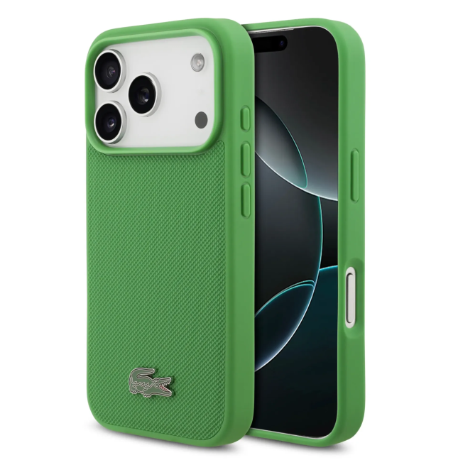 Funda Lacoste para iPhone 18 Pro Max/17 Pro Max con Magsafe Petit Piqué (Verde botella)