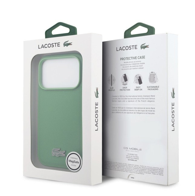 Funda Lacoste para iPhone 18 Pro Max/17 Pro Max con Magsafe Petit Piqué (Verde)