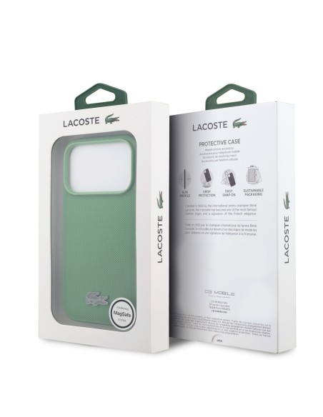 Funda Lacoste para iPhone 18 Pro Max/17 Pro Max con Magsafe Petit Piqué (Verde botella)