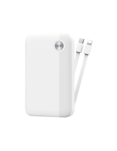 Batería Externa de 10000 mAh y 22,5W con Cables Dual Integrados, Blanco