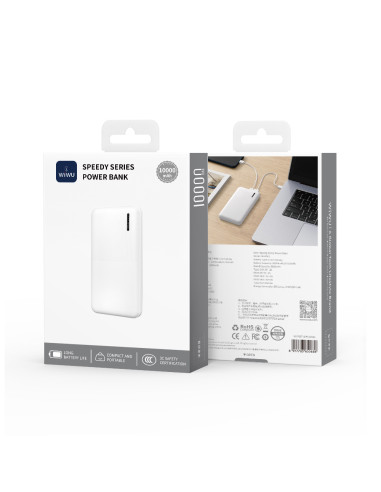 Batería Externa de 10000 mAh, 2 A, Blanco