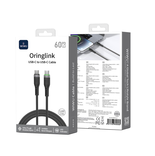 Cable USB-C a USB-C 60 W Trenzado Oringlink (1 m) | WiWU