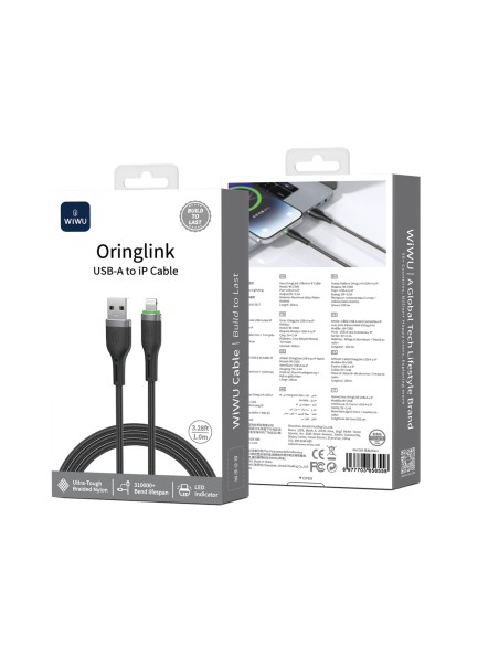 Oringlink Braided USB-A to Lightning Cable, 2.4 A (1 m) | WiWU
