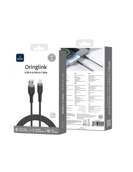 Oringlink Braided USB-A to Micro USB Cable, 2.4 A (1 m) | WiWU
