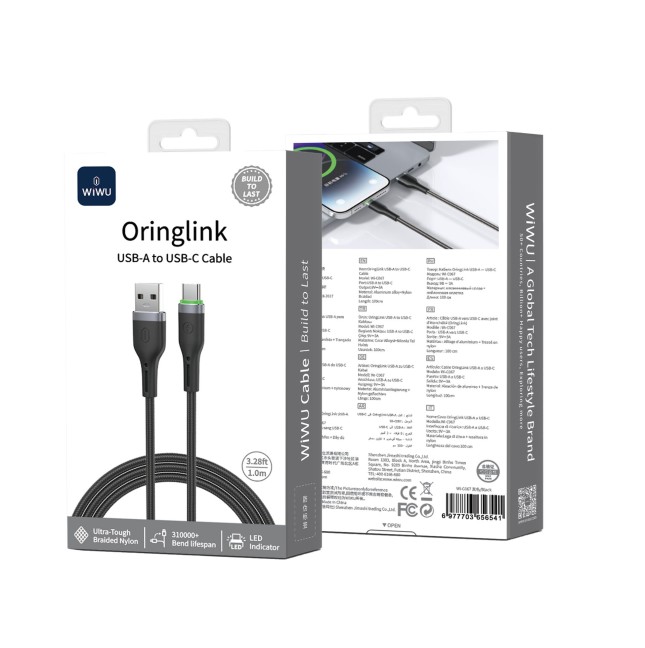 Oringlink Braided USB-A to USB-C 3 A Cable (1 m) | WiWU
