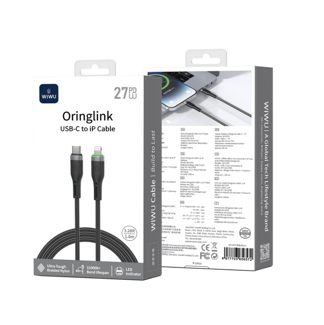 Oringlink 27 W Braided USB-C to Lightning Cable (1 m) | WiWU