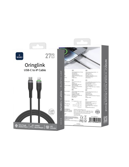 Cable USB-C a Lightning 27 W Trenzado Oringlink (1 m) | WiWU