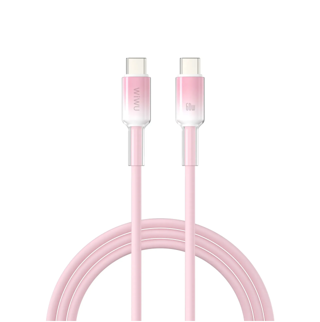 Cable USB-C a USB-C 60 W Silicona Neolink Rosa (1 m) | WiWU