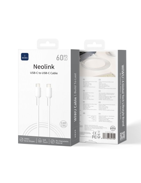Neolink White Silicone 60 W USB-C to USB-C Cable (2 m) | WiWU