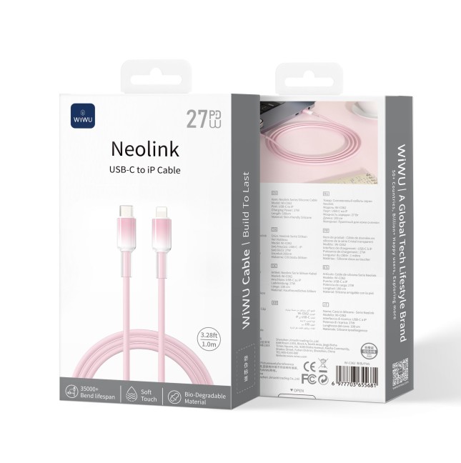 Neolink Pink 27 W USB-C to Lightning Cable (1 m) | WiWU