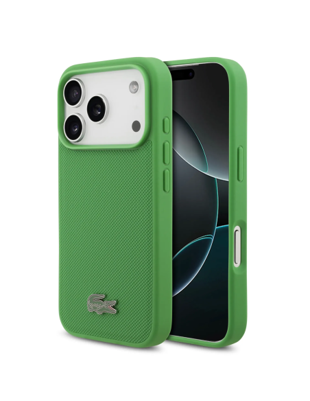 Funda Lacoste para iPhone 18 Pro/17 Pro con Magsafe Petit Piqué (Verde botella)