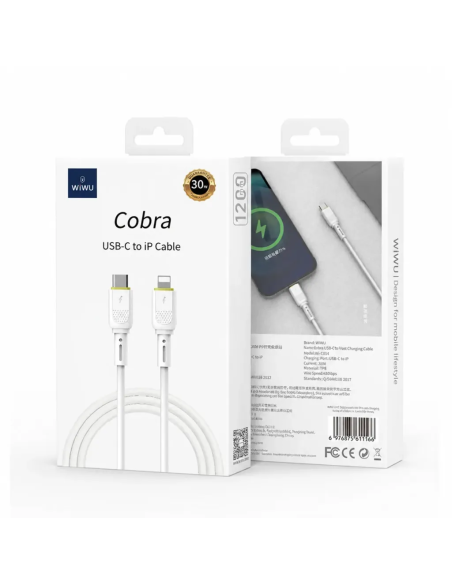 Cable USB-C a Lightning 30 W Cobra Carga Rápida (1,2 m) | WiWU