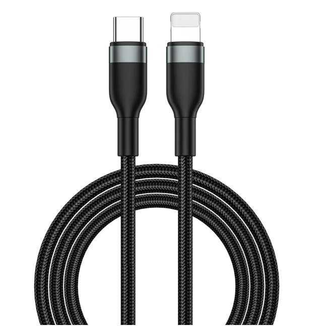 Cable USB-C a Lightning 30 W Consise Negro Carga Rápida (2 m) | WiWU