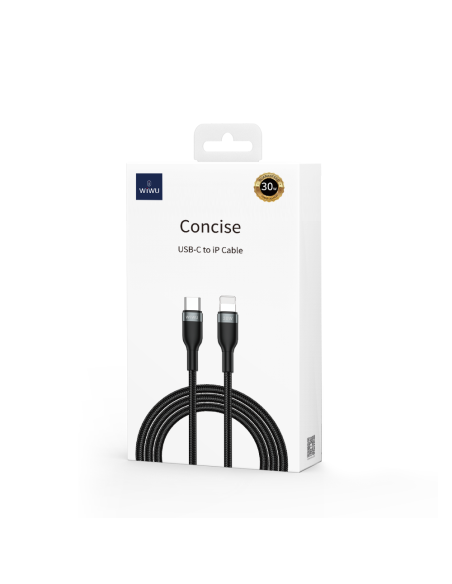 Cable USB-C a Lightning 30 W Consise Negro Carga Rápida (2 m) | WiWU
