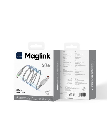 USB-A to USB-C Magnetic Nylon Cable 60W Maglink (1 m)