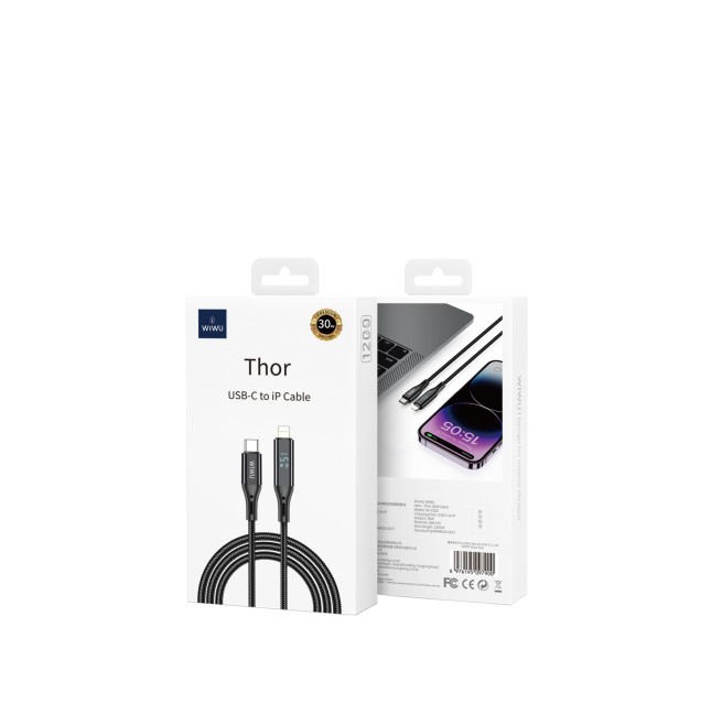Cable USB-C a Lightning 30 W Thor Pantalla Digital (1,2 m) | WiWU