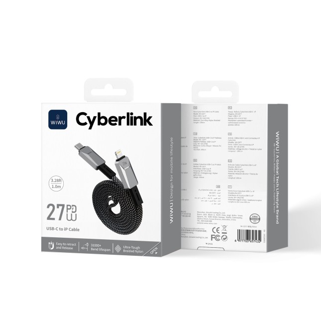 Cyberlink Magnetic USB-C to Lightning Cable 27W (1 m) | WiWU