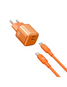 45W USB-C PD Charger with USB-C to USB-C Cable Cube (Orange) 2