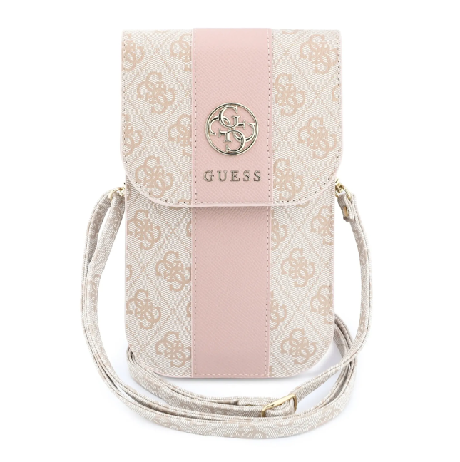GUESS Crossbody Bag with Central Band and Round 4G Logo (Pink)