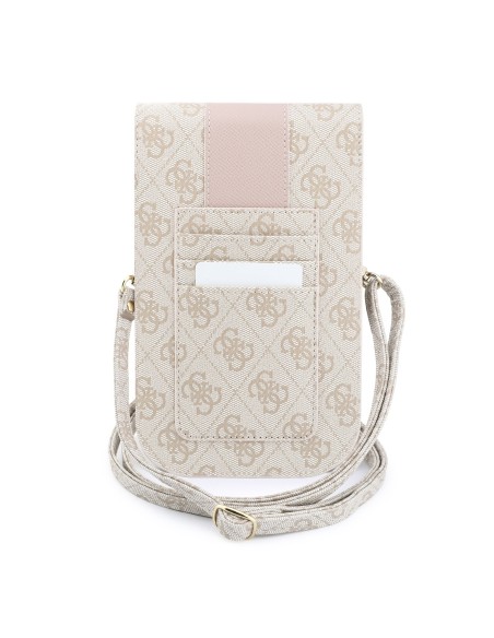 Bolso cruzado GUESS con banda central 4G (Rosa)