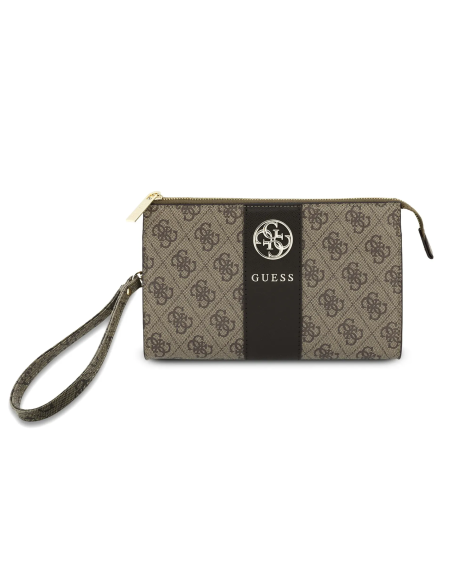 Bolso de mano GUESS con banda central 4G (Marrón)