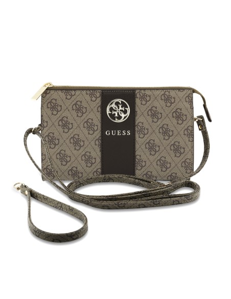 Bolso de mano GUESS con banda central 4G (Marrón)