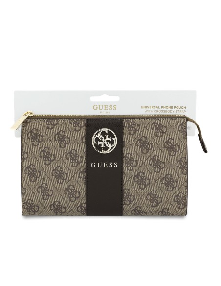 Bolso de mano GUESS con banda central 4G (Marrón)