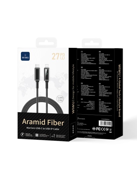 Cable USB-C a Lightning 27 W Warriors Fibra Aramida (1 m) | WiWU