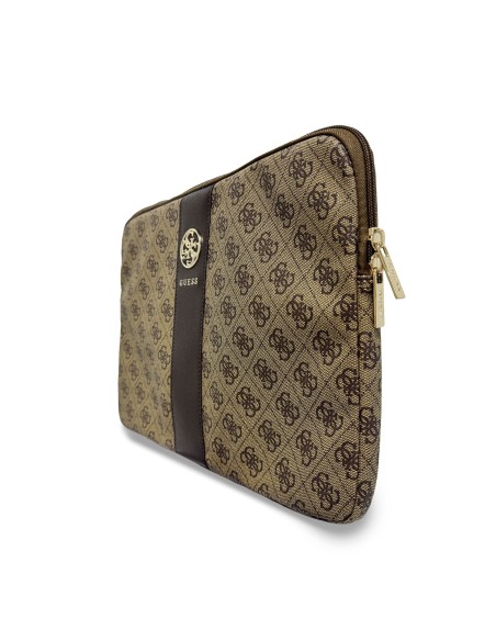 GUESS Laptop Sleeve with Central Band and Round 4G Logo (Brown)