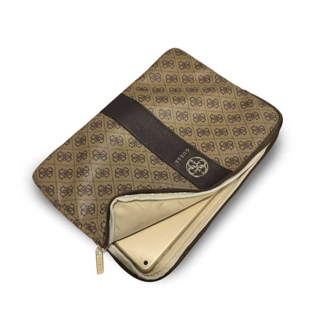 Funda ordenador GUESS 14'' con banda central 4G (Marrón)