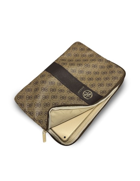 Funda ordenador GUESS 14'' con banda central 4G (Marrón)