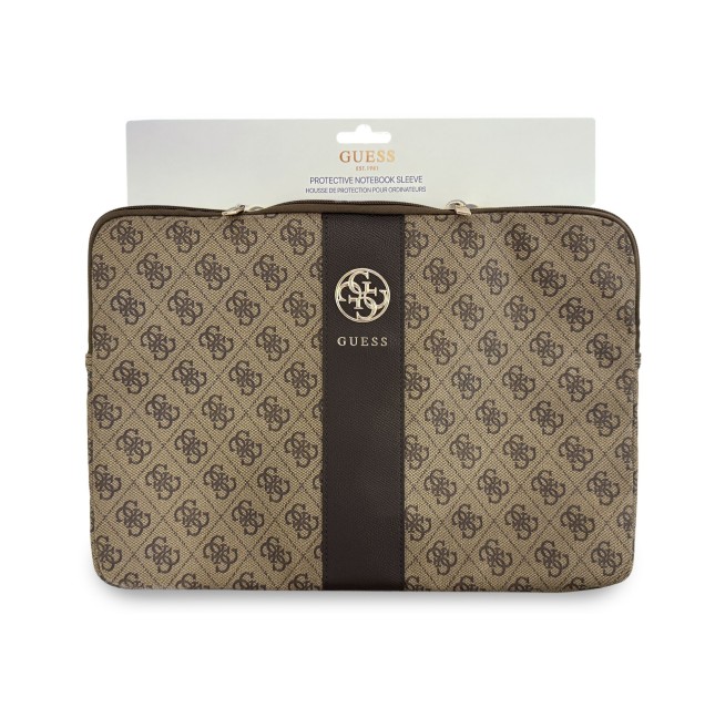 Funda ordenador GUESS 14'' con banda central 4G (Marrón)