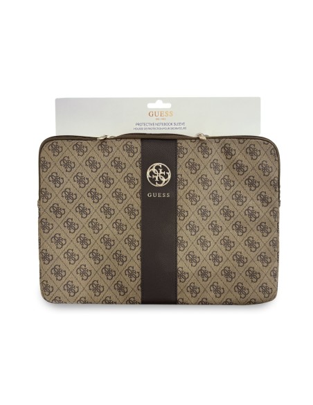Funda ordenador GUESS 14'' con banda central 4G (Marrón)