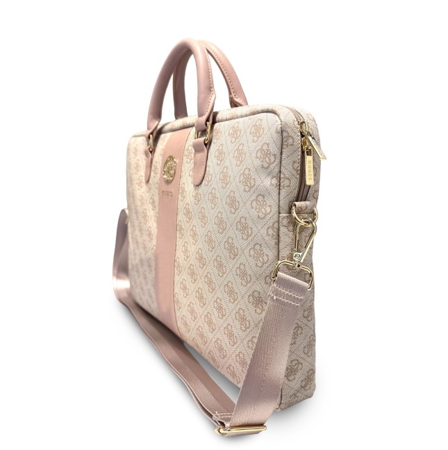 GUESS Laptop Briefcase with Central Band and Round 4G Logo (Pink)
