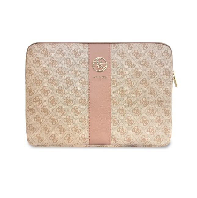 GUESS Laptop Sleeve with Central Band and Round 4G Logo (Pink)