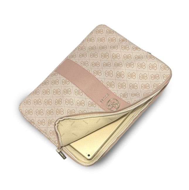 GUESS Laptop Sleeve with Central Band and Round 4G Logo (Pink)