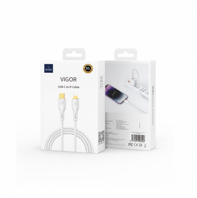 Cable USB-C a Lightning 30 W Vigor Carga Rápida (1,2 m) | WiWU