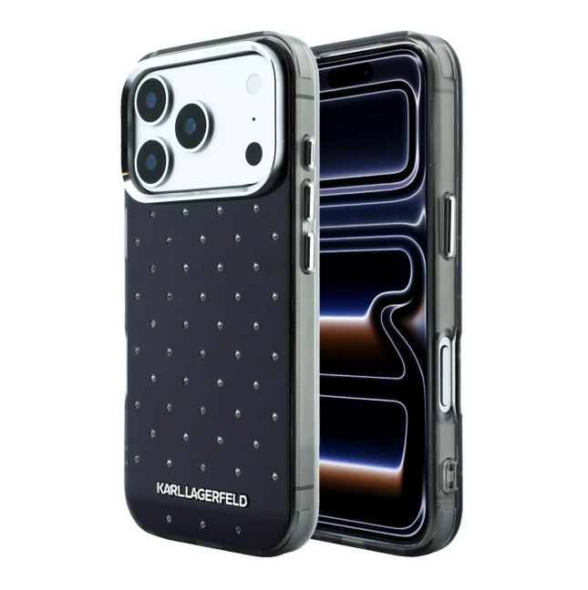 Funda Karl Lagerfeld para iPhone 18 Pro Max/17 Pro Max con Strass (Negro)