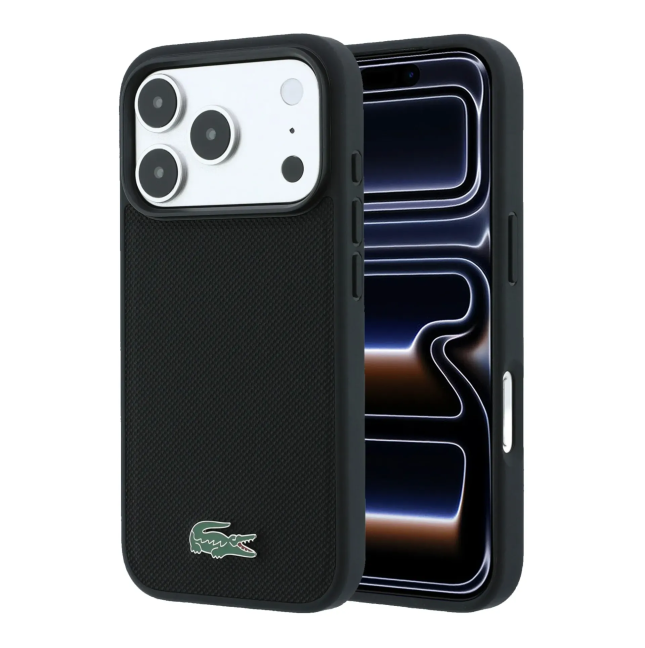 Funda Lacoste para iPhone 18 Pro Max/17 Pro Max con Magsafe Petit Piqué (Negro)