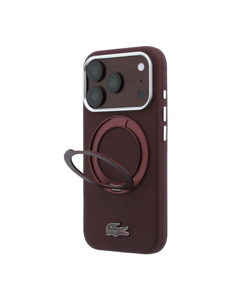 Lacoste case for iPhone 18 Pro Max/17 Pro Max with Magsafe stand Petit Pique (Burgundy)