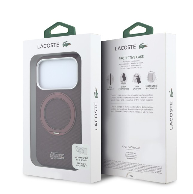 Funda Lacoste para iPhone 18 Pro Max/17 Pro Max con soporte Magsafe Petit Pique (Burdeos)