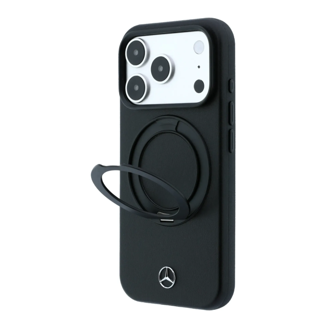MB HC MAGSAFE PU LEATHER WITH RING STAND BLACK IP18 PRO