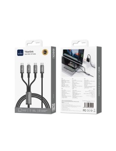 Titanlink 60 W 3-in-1 USB-C to 2x C/Lightning Cable (1.2 m) | WiWU 2